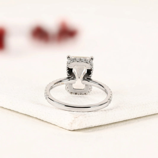 Radiant Cut Moissanite Hidden Halo Engagement Ring - view 2