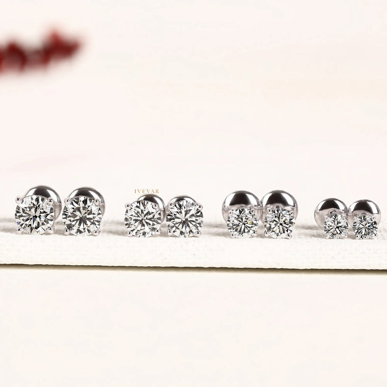 Round Solitaire Stud Earrings - view 2