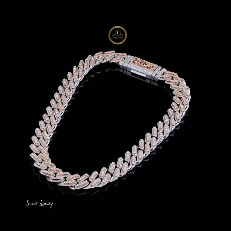 Custom Typography Clasp Capsule Link Chain Covered in Pave Lab Diamonds - view 2