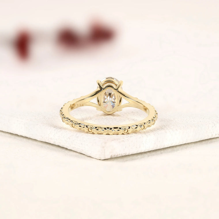 Oval Cut Moissanite Solitaire Engagement Ring - view 2