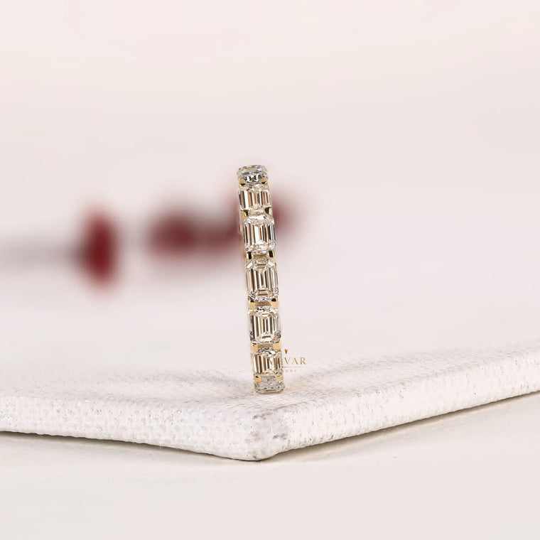 Emerald Cut Moissanite Eternity Wedding Bands - view 2