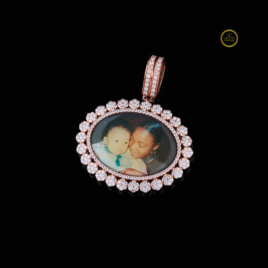 Custom Floral Mother & Son Photo Memorial Pendant - view 2