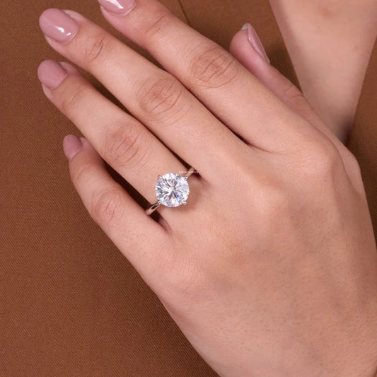 Round Brilliant Solitaire Lab Diamond Delicate Wear Ring - view 2