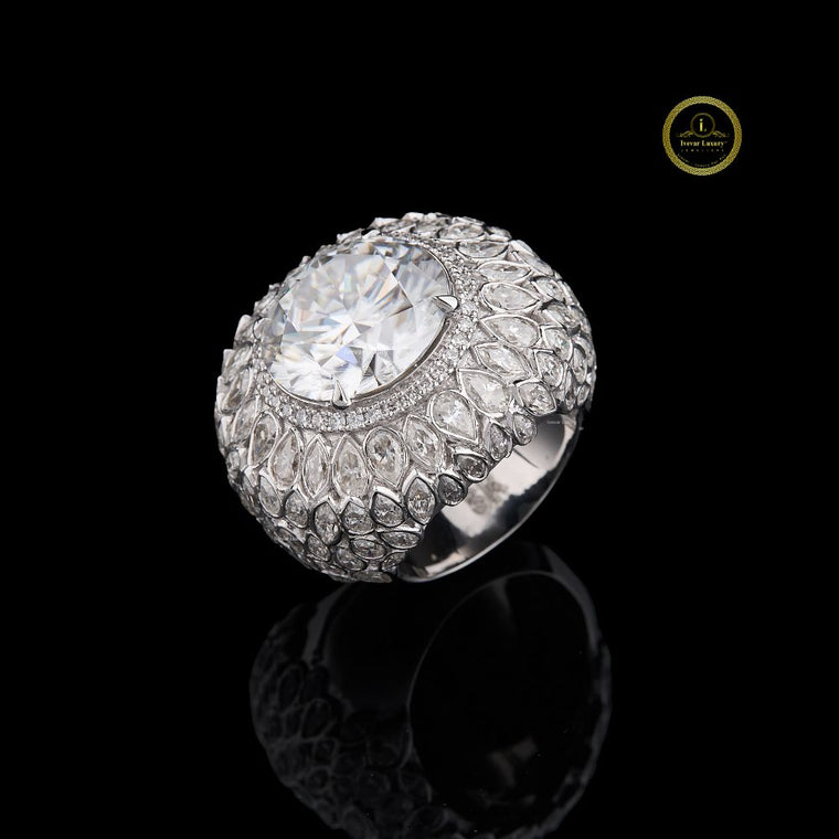 3.00 CT Round Cut Halo Statement Ring - view 2
