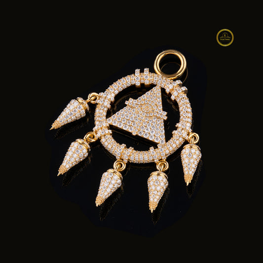 Custom Iced-Out Pyramid Eye Medallion Pendant With VVS1 - view 2
