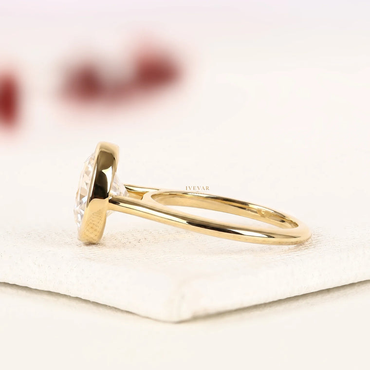 Round Cut Moissanite Bezel Set Solitaire Ring - view 2