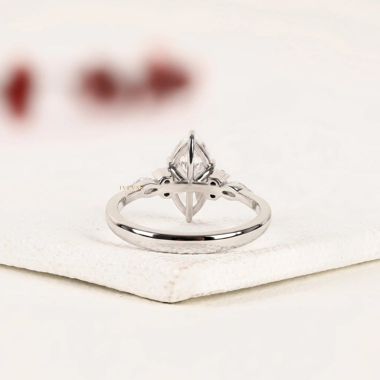 Marquise Cut Ring with Round & Marquise Side Stones - view 2