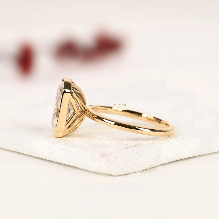 Radiant Cut Lab Diamond Bezel Solitaire Ring - view 2