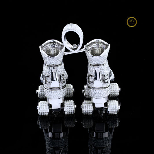 Iced-Out Custom Lab Diamond Roller Skates Hip Hop Pendant Charm - view 3