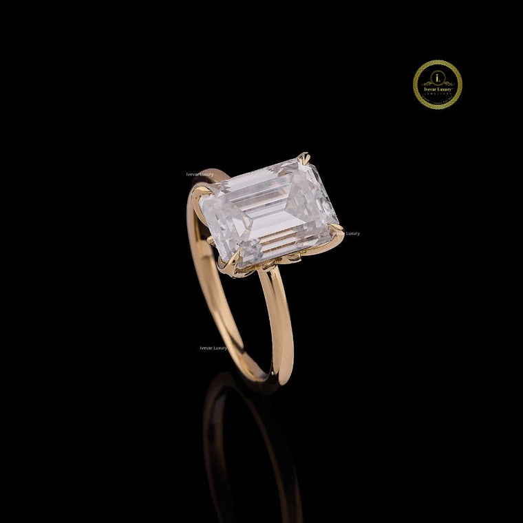 Solitaire Emerald Cathedral Engagement Ring - view 2