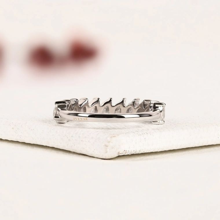 Pear Cut Moissanite Half Wedding Band - view 2