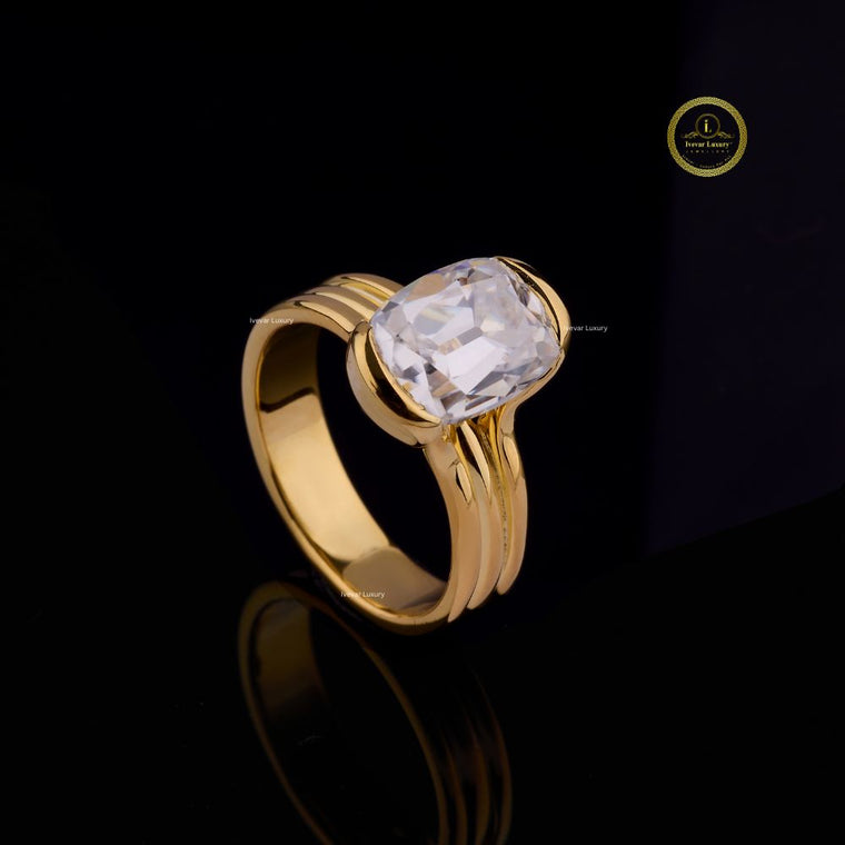 Elongated Cushion Bezel Solitaire Lab Diamond Ring - view 2
