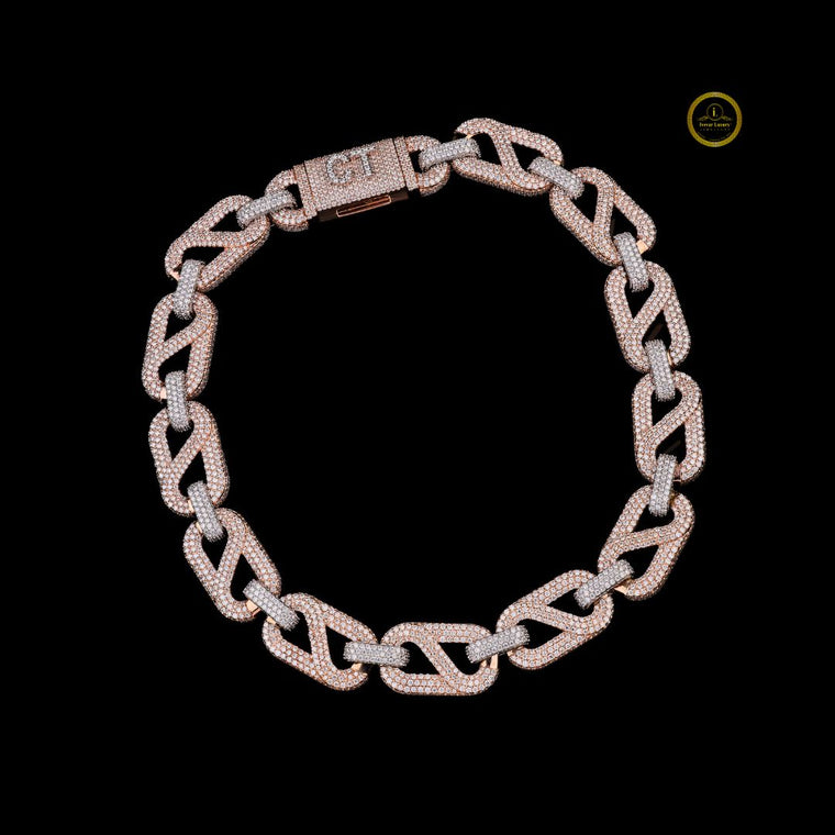 Geometric Station Link Chain with Micro Lab Grown Diamonds - view 2