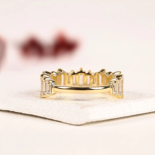 Baguette Cut Lab Diamond Eternity Wedding Stacking Band - view 3