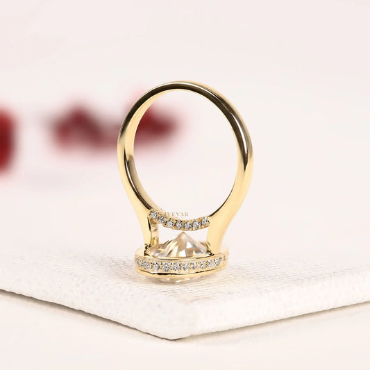 Bezel Set Hidden Halo Oval Lab Diamond Engagement Ring - view 3