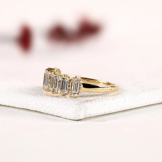 Seven Emerald Lab Diamond Band Ring For Women - view 3