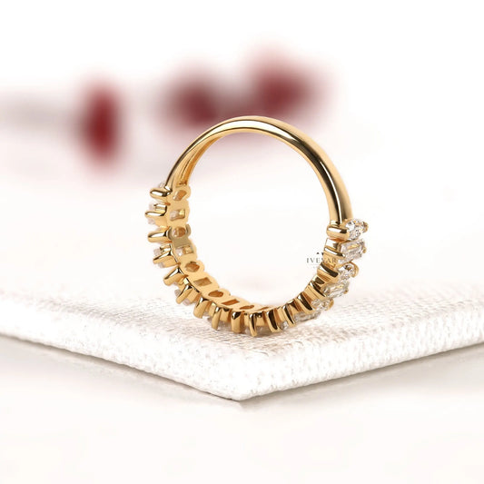 Alternative Emerald and Pear Lab Diamond Eternity Band - view 3