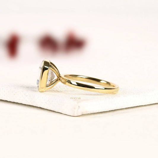 Asscher Cut Lab Diamond Bezel Set Solitaire Engagement Ring - view 3