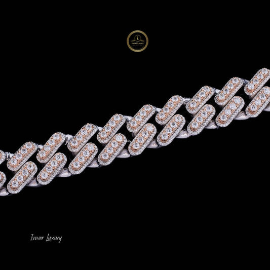 Custom Typography Clasp Capsule Link Chain Covered in Pave Lab Diamonds - view 3