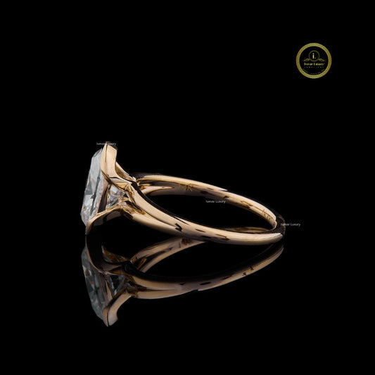 Oval Cut Lab Diamond Solitaire Ring with Slim Band - view 3
