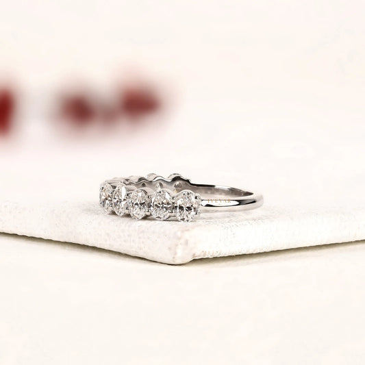 Oval Cut Moissanite Half Eternity Band - view 3