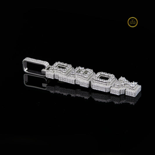 Custom Vertical "DBOY" VVS Clarity Nameplate Pendant - view 3