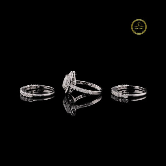 Pear Half Lab Diamond 3 Piece Bridal Ring With Half Eternity Band - view 3