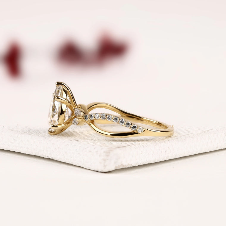 Pear Cut Lab Diamond Infinity Twist Engagement Ring - view 2