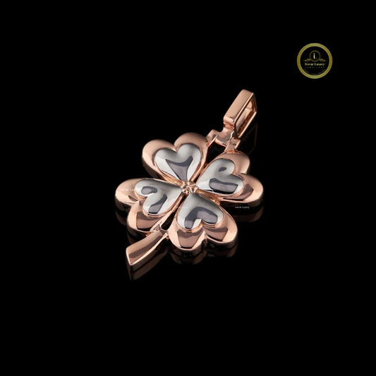 Four Leaf Clover Good Luck Pendant in Rose Gold - view 3