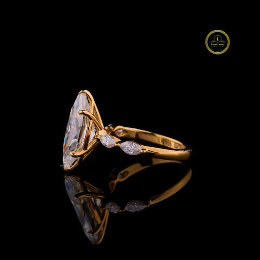 Marquise Cut Moissanite Five Stone Engagement Ring - view 3