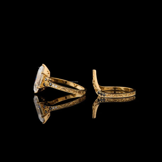 Marquise Cut Filigree Lab Diamond Engagement Ring - view 3