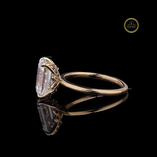 Solitaire Emerald Cathedral Engagement Ring - view 3
