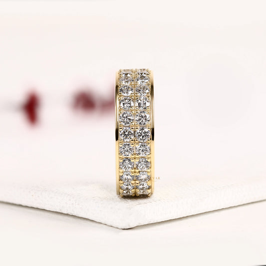 Two Row Round Cut Lab Diamond Full Eternity Wedding Band - view 2