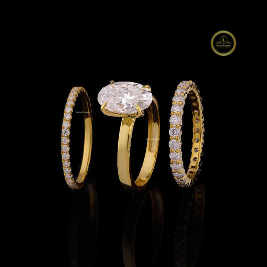 Oval Cut Moissanite Bridal Ring Set With Full Eternity Band - view 3
