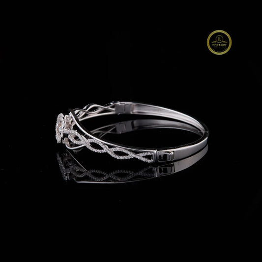 Round Cut Lab Grown Diamond Twisted Infinity Bangle Bracelet - view 3