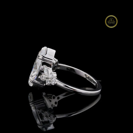 Marquise Cut Three Stone Moissanite Engagement Ring - view 3
