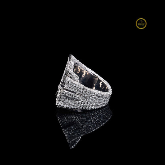 Custom Iced Out Initial Letter Hip Hop Moissanite Ring - view 3