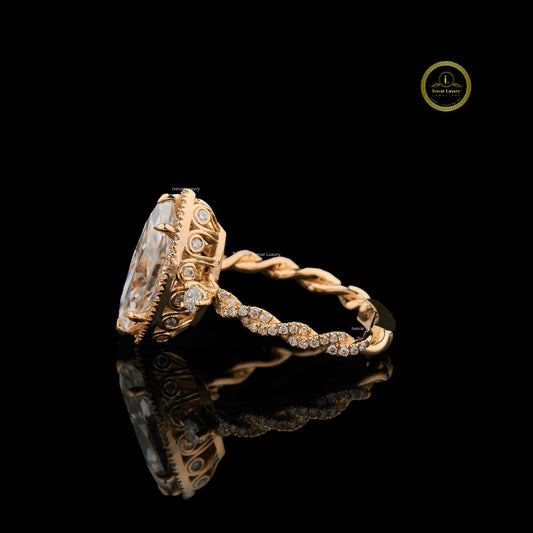 Marquise Cut Hidden Halo Lab Diamond Twist Ring - view 3