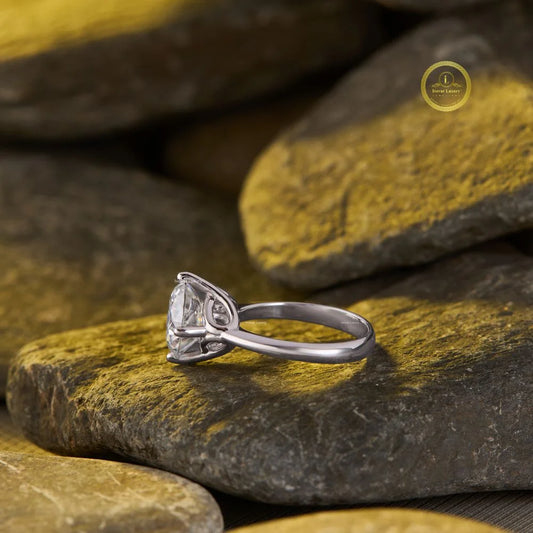 Round Brilliant Solitaire Moissanite Delicate Wear Ring - view 3