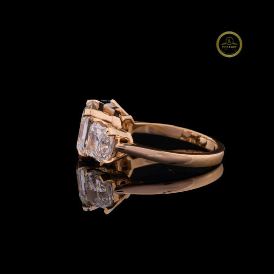 Asscher Cut Three Stone Lab Diamond Engagement Ring - view 3
