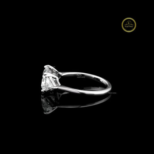 Cushion Cut Three Stone Moissanite Ring With Trillion Sides Stone - view 3