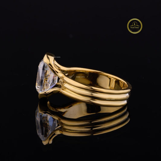 Elongated Cushion Bezel Solitaire Lab Diamond Ring - view 3