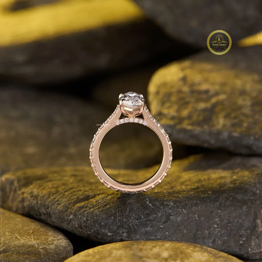 Marquise Cut Lab Diamond Pave Promise Ring - view 3