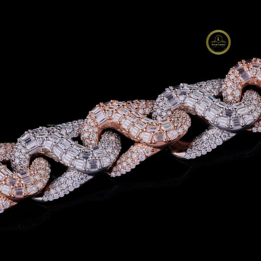 Mixed Cut Two Tone Cuban Link Bracelet - view 3