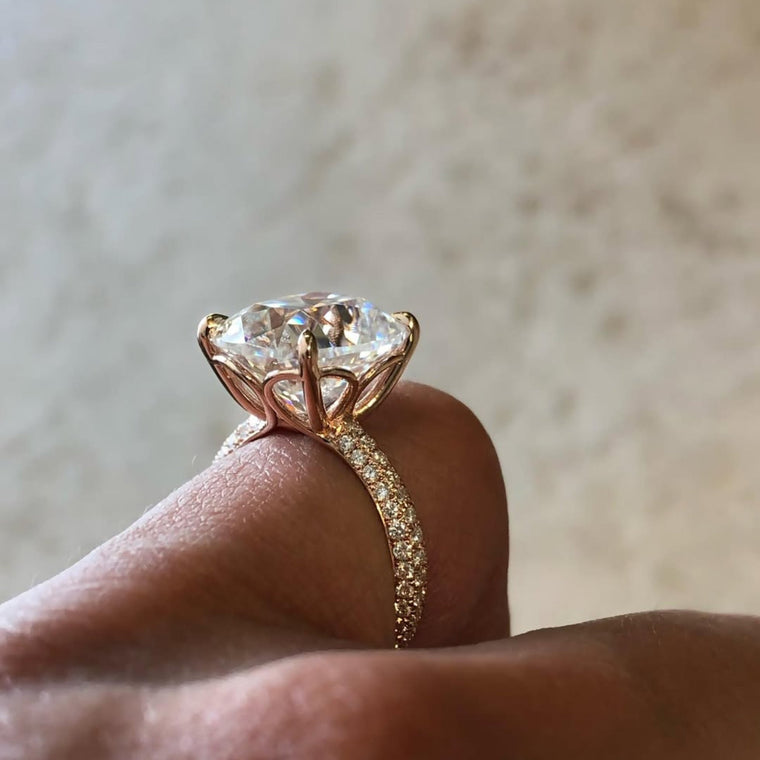 Halo Cushion Cut Moissanite Pave Engagement Ring - view 2
