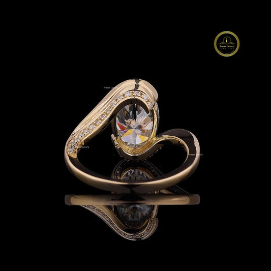 Oval Cut Lab Diamond Open Bypass Promise Ring - view 4
