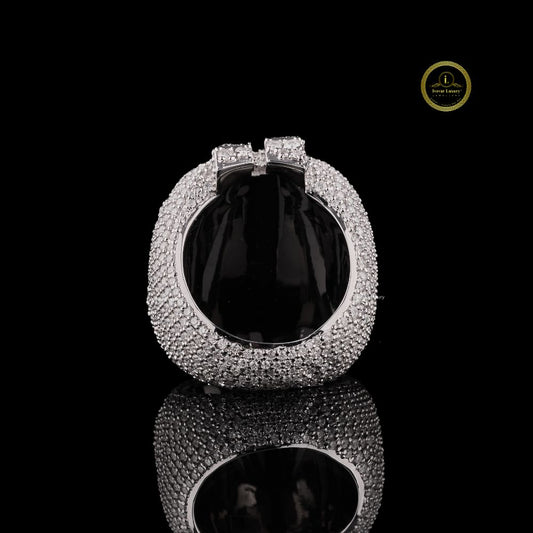 Fully Iced Dollar Sign Moissanite Ring - view 4