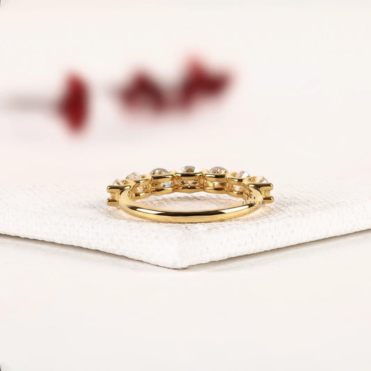 Round Cut Lab Diamond Half Eternity Promise Band - view 4