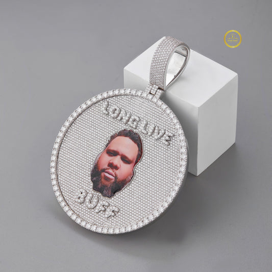 Custom Photo Memorial Iced Out 3D Medallion Pendant - view 3