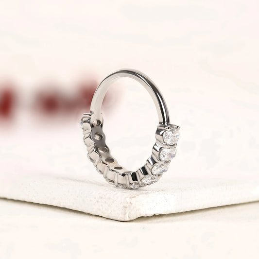Oval Cut Moissanite Half Eternity Band - view 4